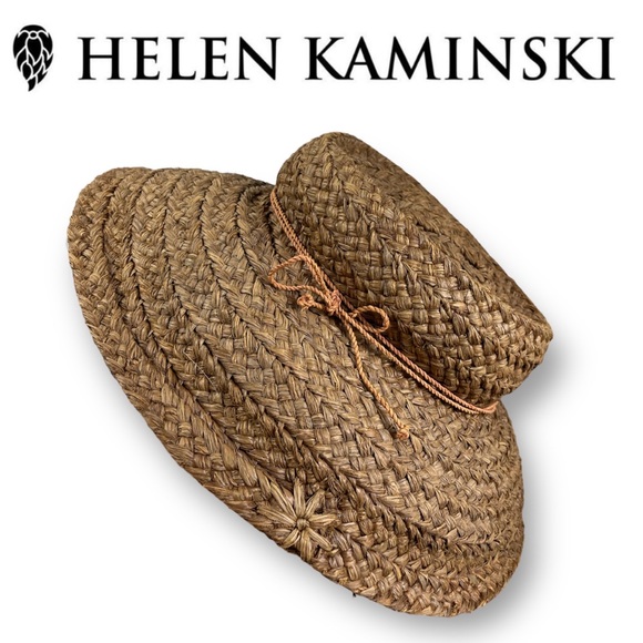 Helen Kaminski Straw Raffia Sun Hat Australia Natural Bohemian Boho Summer Beach - Picture 2 of 15